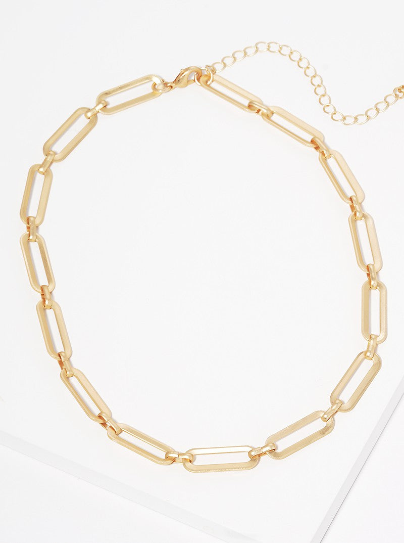 Polished Metal Link Chain Necklace