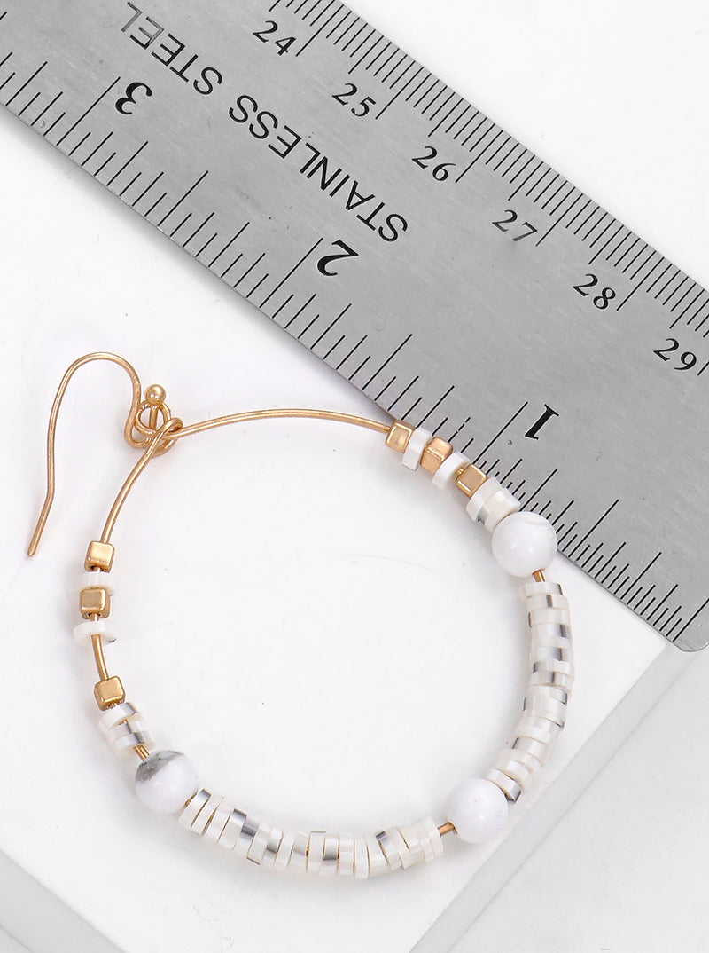 Polymer And Semi Precious Stone Bead Dangle Earrings