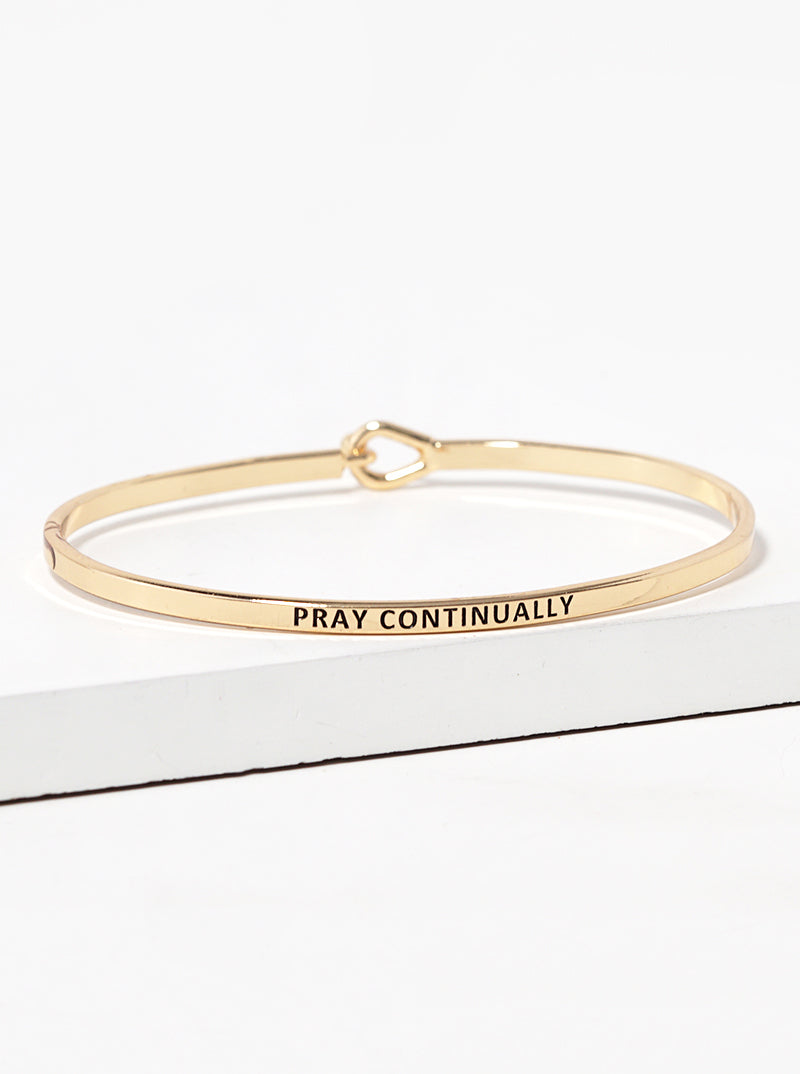 Pray Continually Engraved Inspirational Bangle Bracelet