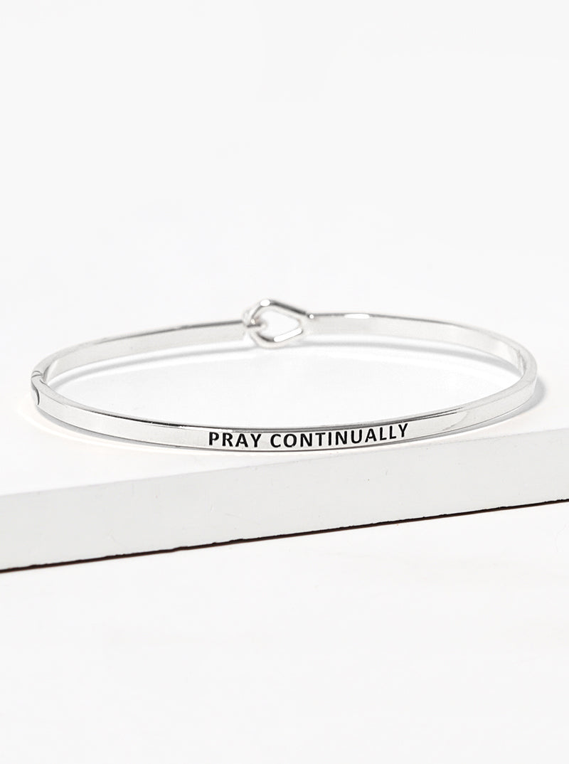 Pray Continually Engraved Inspirational Bangle Bracelet