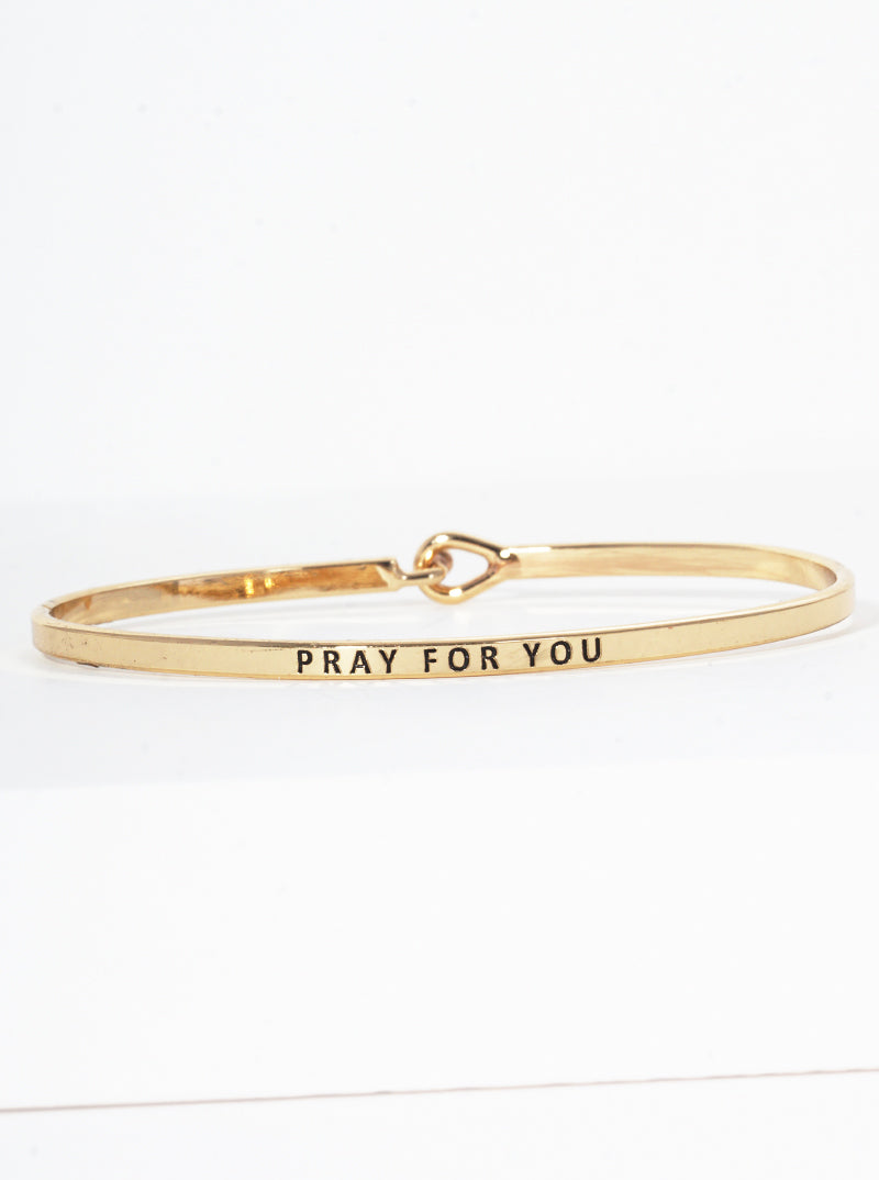 Pray For You Engraved Inspirational Bangle Bracelet