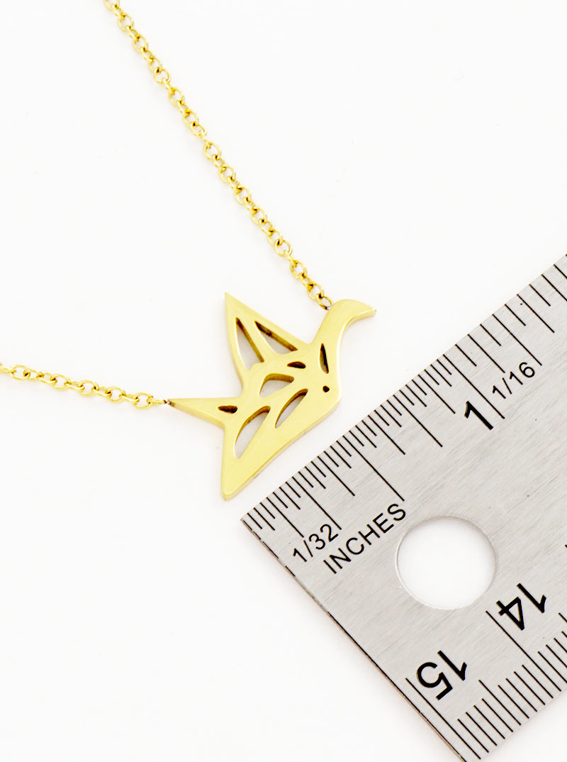 Premium Stainless Steel Paper Crane Pendant Necklace