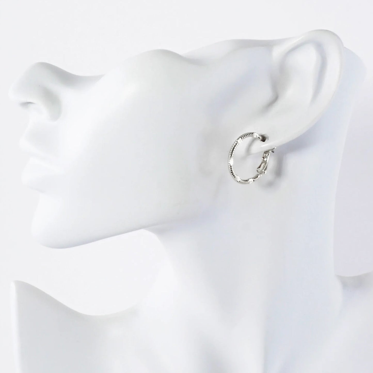 Pressed-Texture 14K-Gold-Dipped 20mm Brass Omega-Back Hoop Earrings