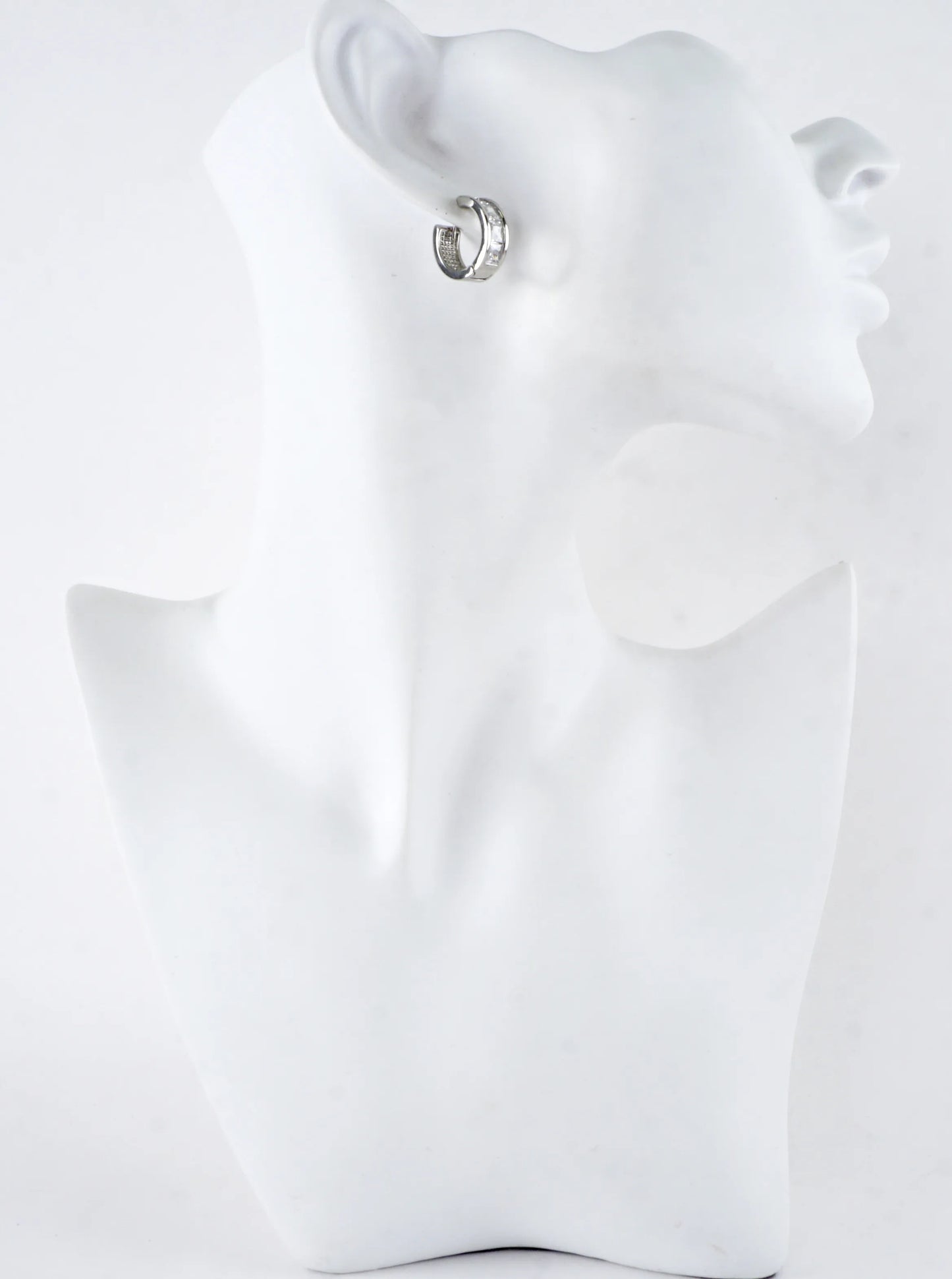 Princess Cut CZ Channel Set Huggie Hoop Earrings