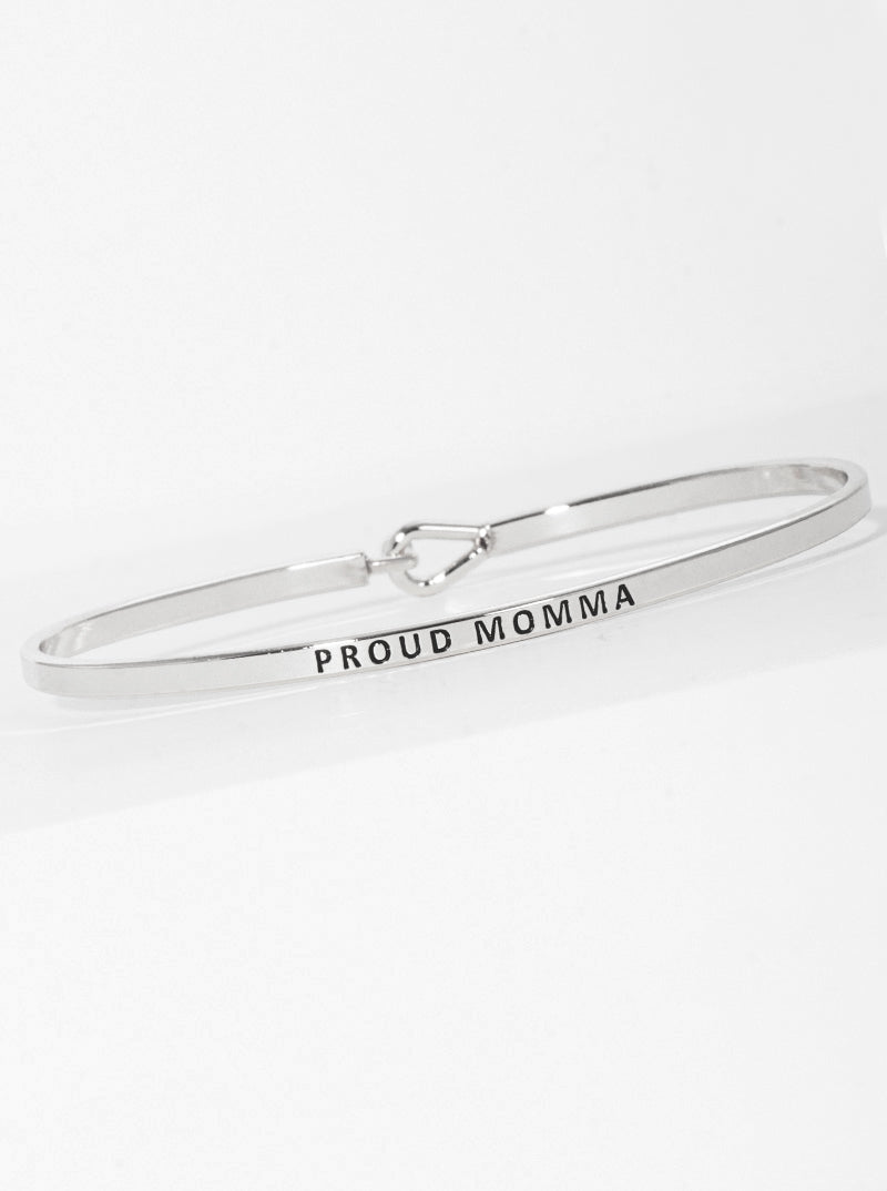 Proud Momma Engraved Inspirational Bangle Bracelet