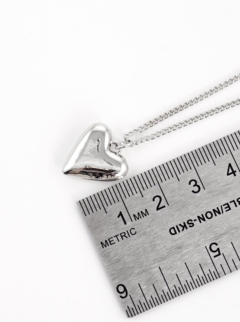 Puffy Heart Pendant Layered Necklace