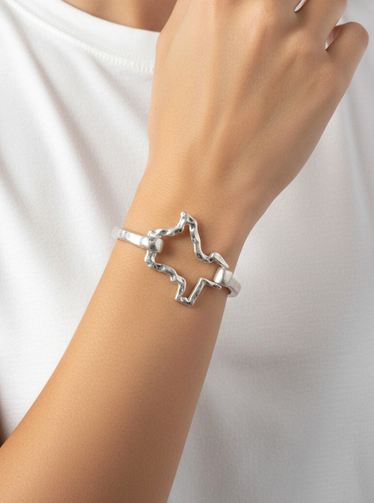 Abstract Sculptural Hammered Cuff Bracelet