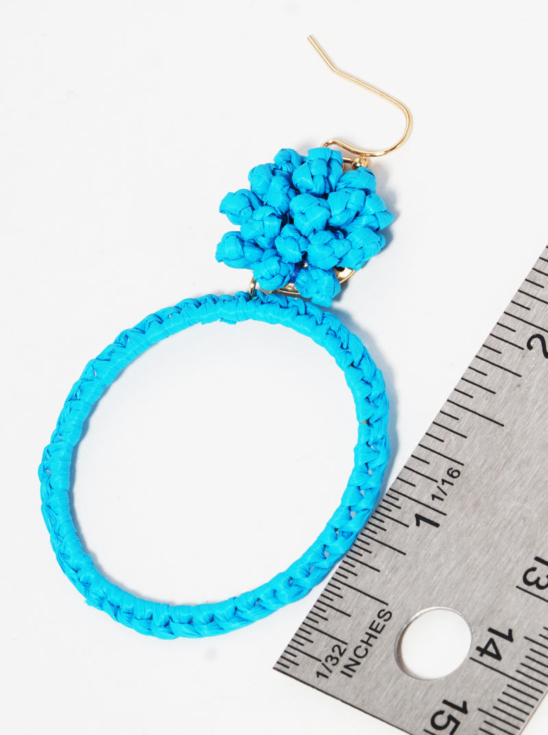 RAFFIA TWISTED ROUND DANGLE DROP EARRING