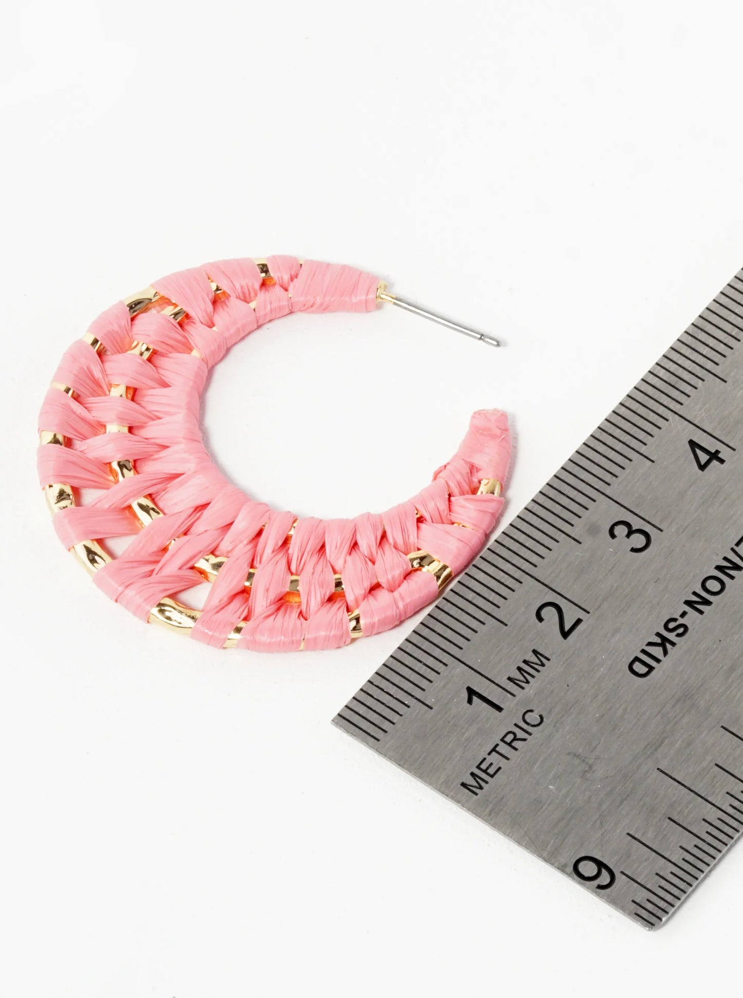 Raffia Wrapped 35mm Triple Hoop Earrings