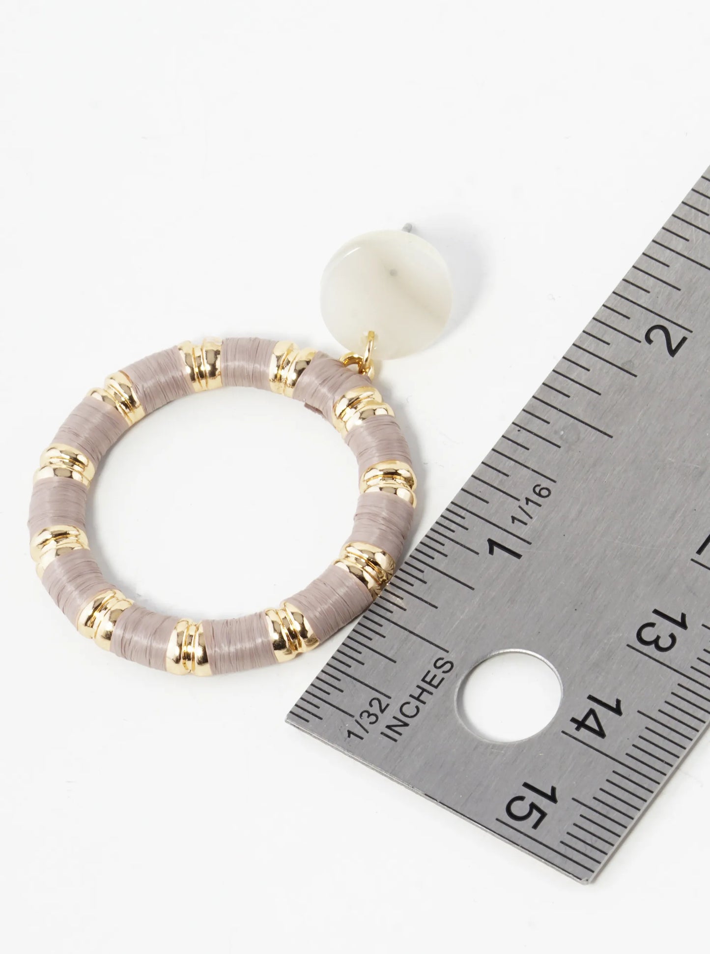Raffia Wrapped Circle Drop Acetate Post Earrings