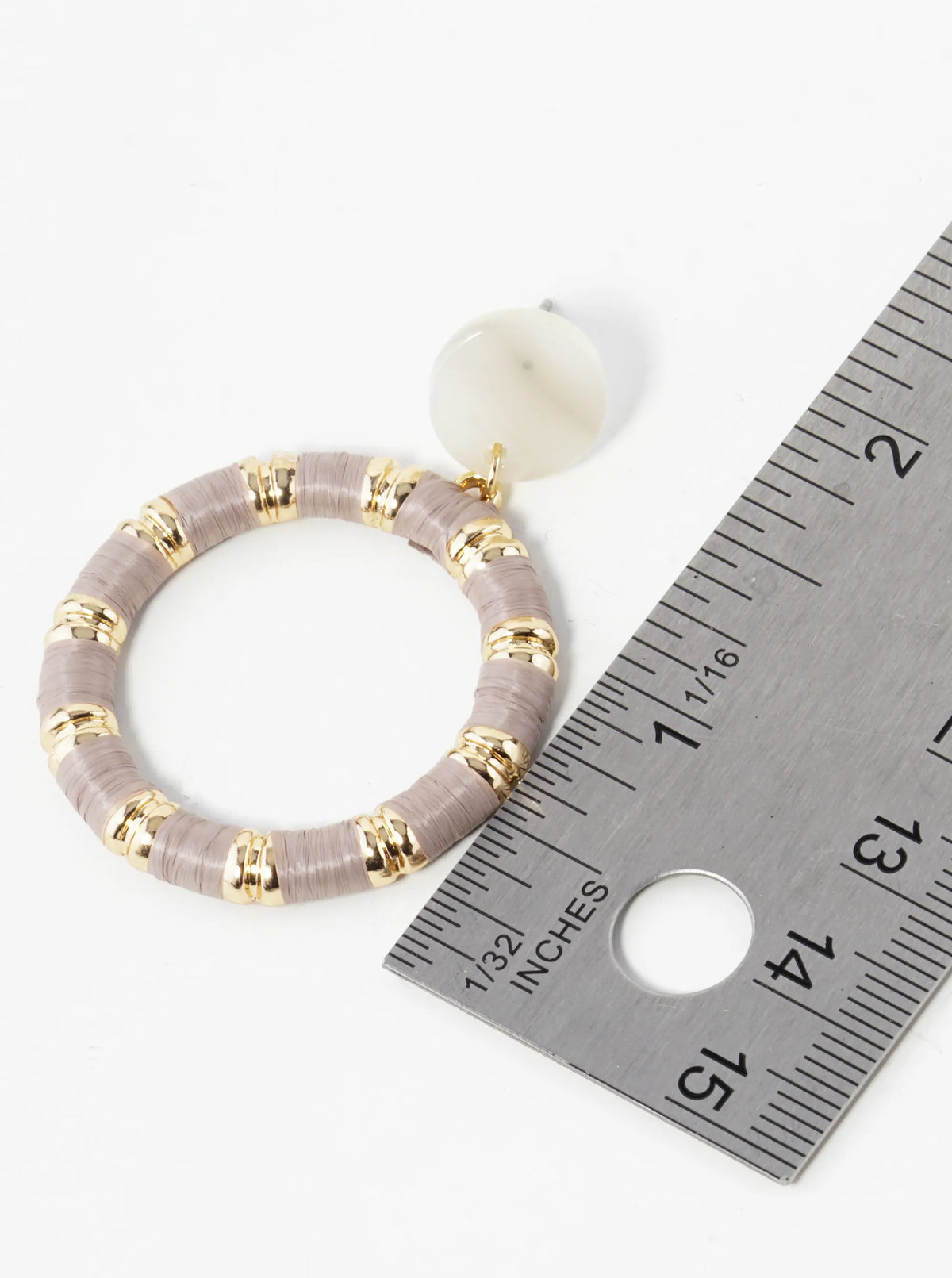 Raffia Wrapped Circle Drop Acetate Post Earrings