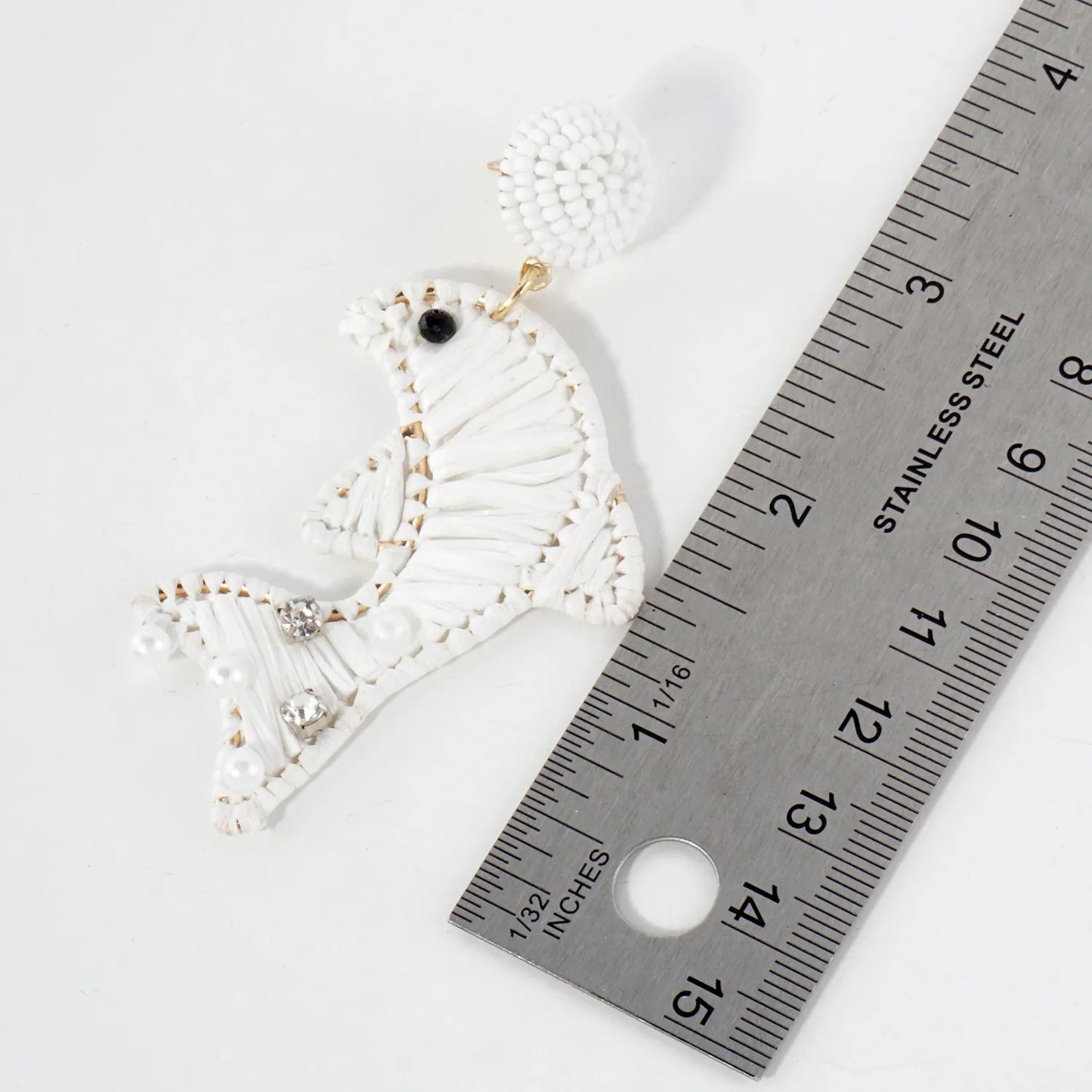 Raffia-Wrapped Dolphin Drop Sea-Life Statement Earrings