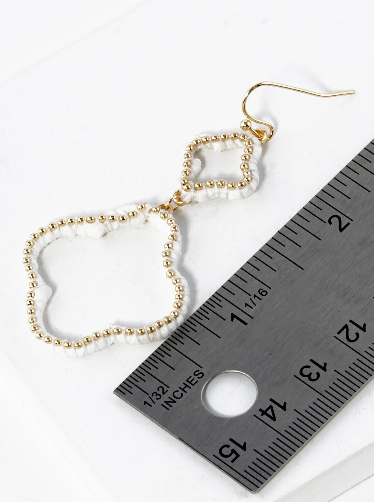 Raffia Wrapped Dual Quatrefoil Drop Earrings