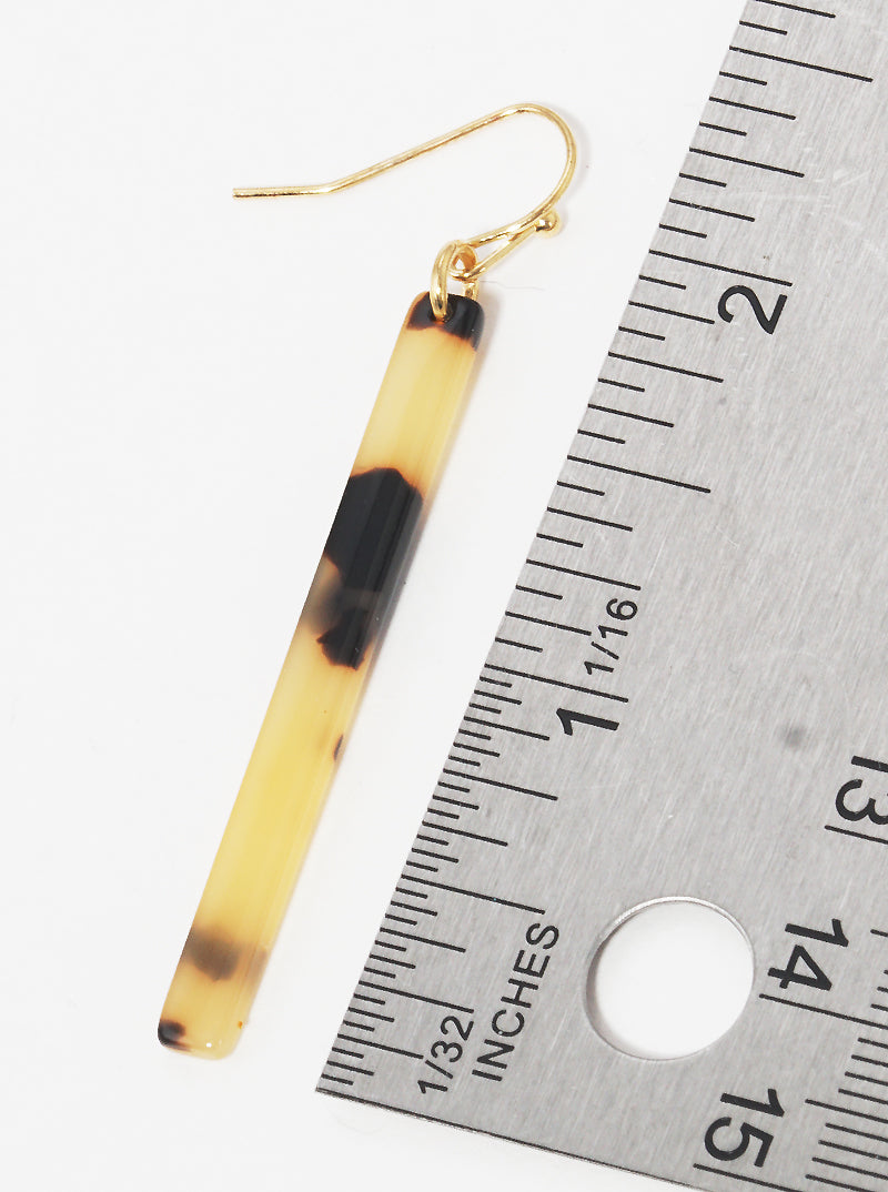 Rectangle Shaped Vertical Bar Cellulose Acetate Fish Hook Dangle Drop Earrings