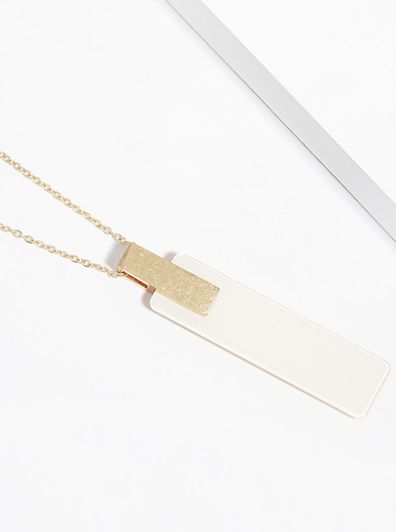 Rectangle Bar Acetate Pendant Long Necklace