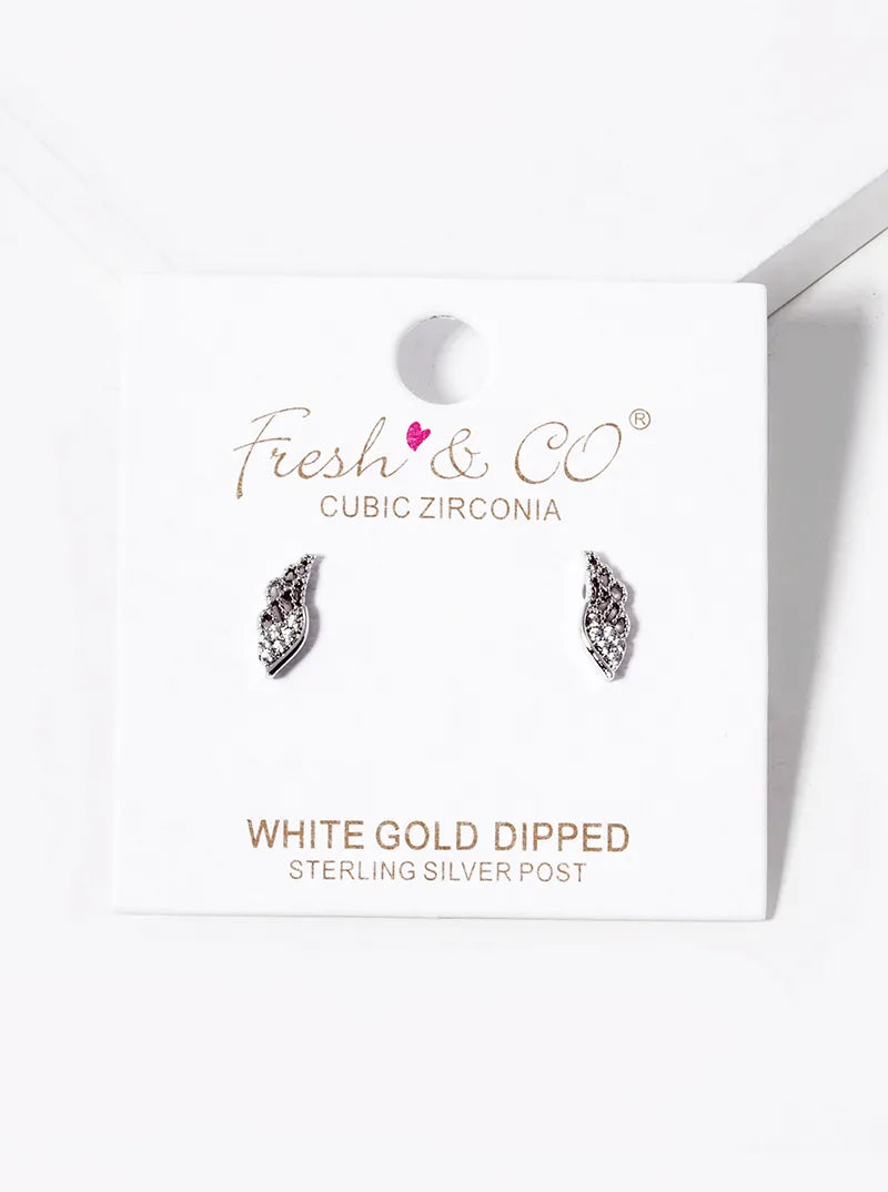 Religious-Theme 18K-Gold-Dipped CZ-Pave Angel Wings Stud Earrings