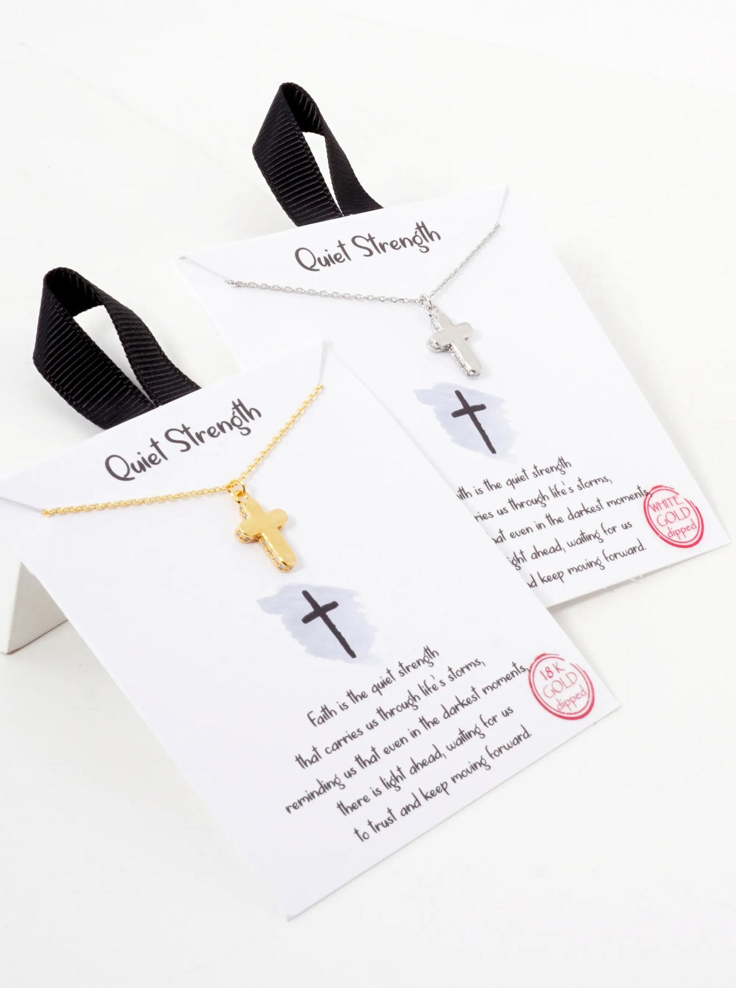 Religious-Theme Cross CZ-Stones Set-on-the-Sides Pendant Hypoallergenic 18K-Gold-Dipped Necklace