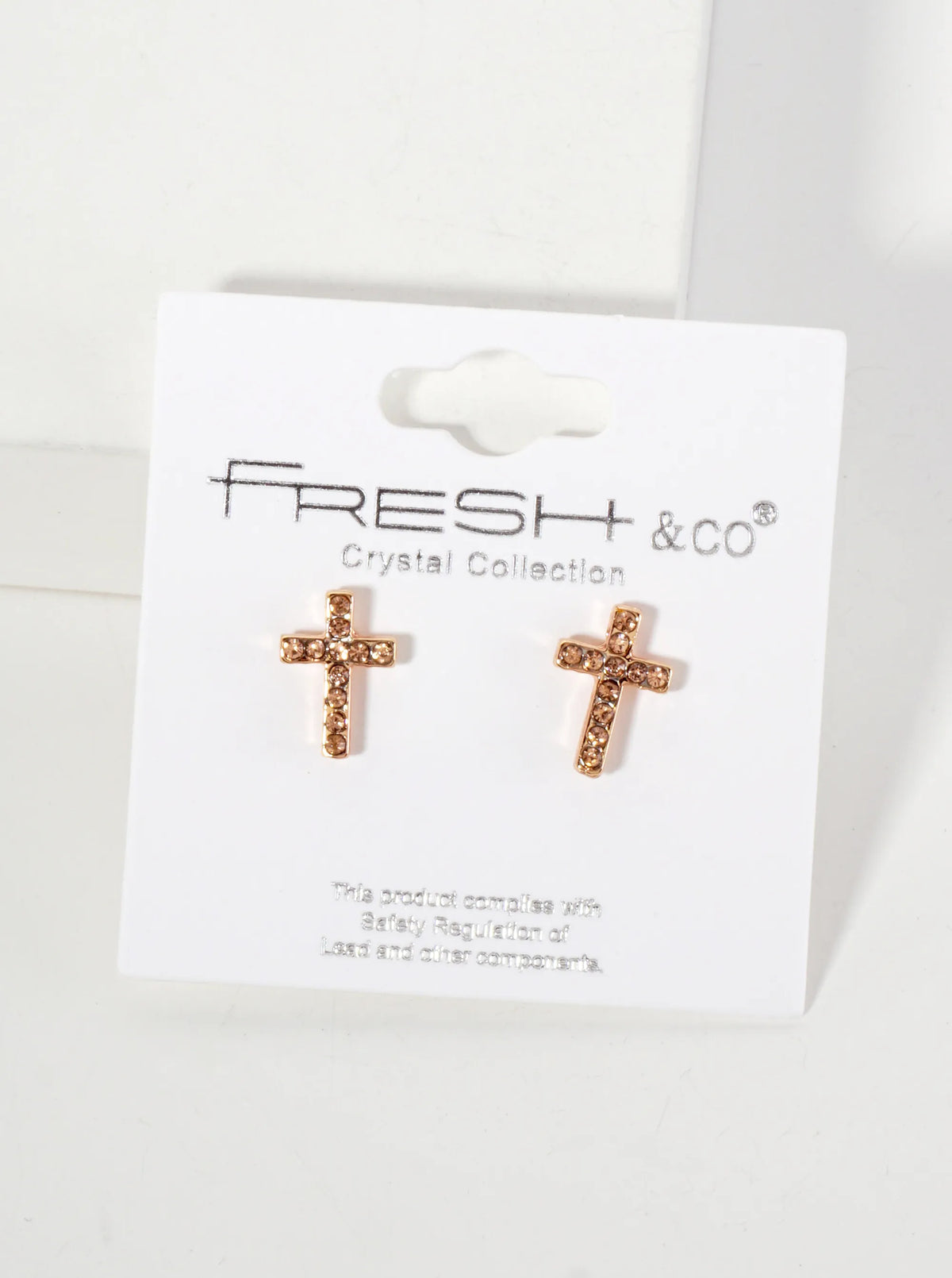 Religious-Theme Crystal-Pave 12mm Cross Stud Earrings