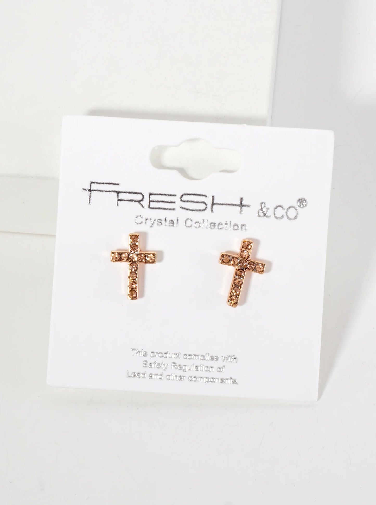 Religious-Theme Crystal-Pave 12mm Cross Stud Earrings