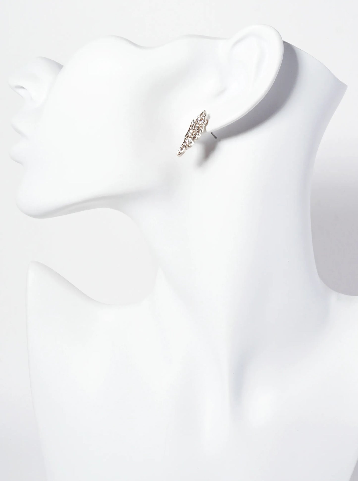 Religious-Theme Crystal-Pave Symmetrical Angel Wings Stud Earrings