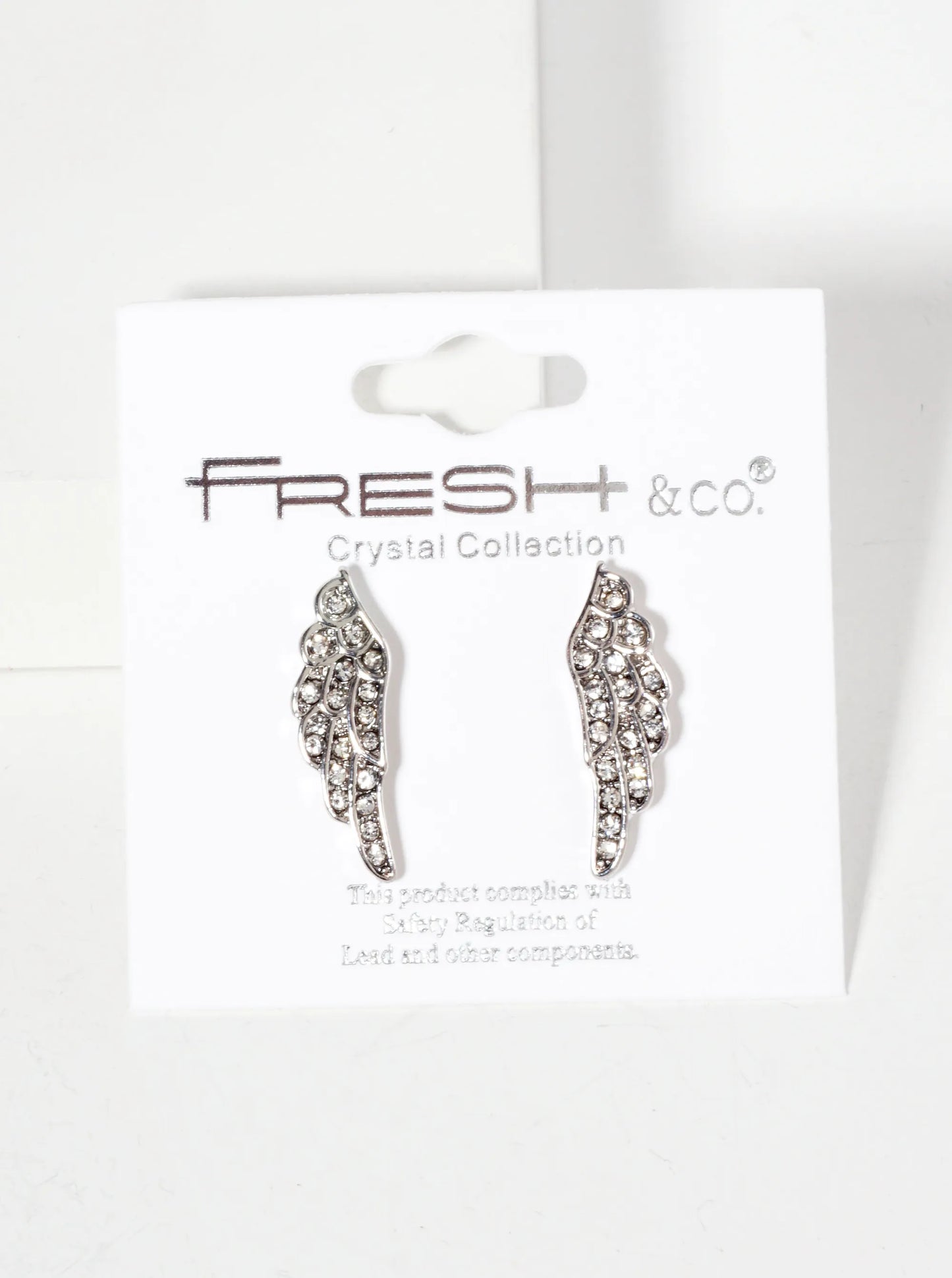 Religious-Theme Crystal-Pave Symmetrical Angel Wings Stud Earrings