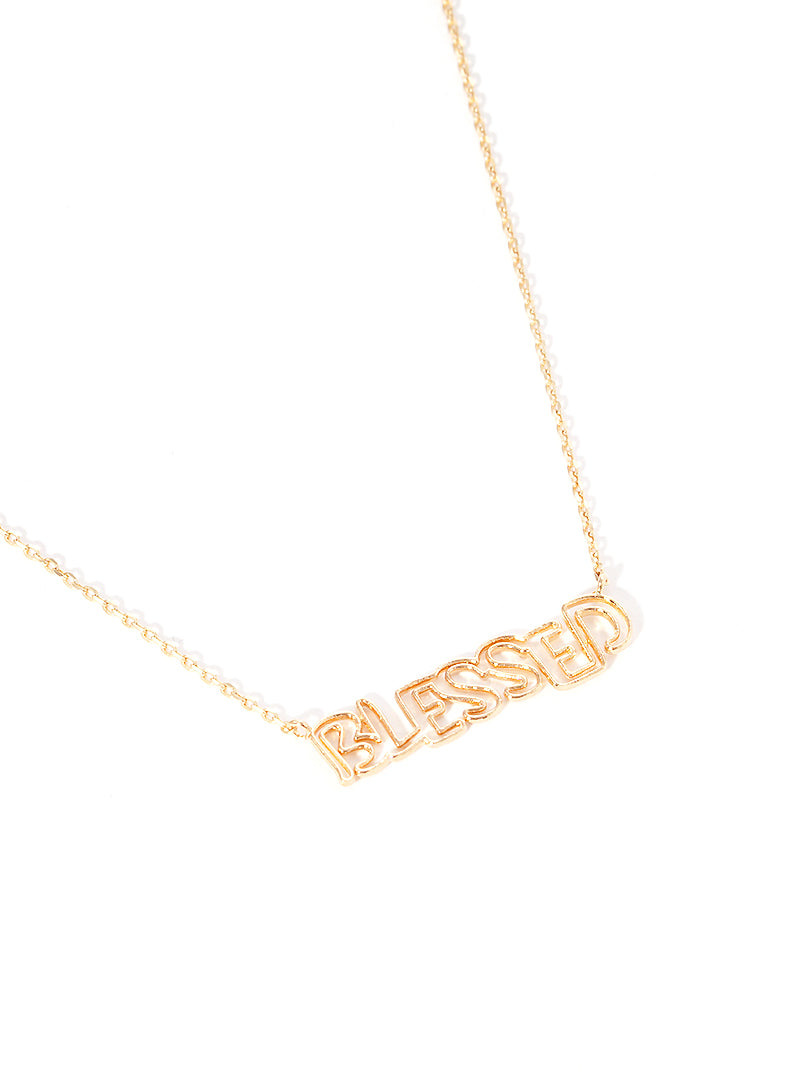 Religious-Theme Cutout Blessed Pendant 18K-Gold-Dipped Necklace