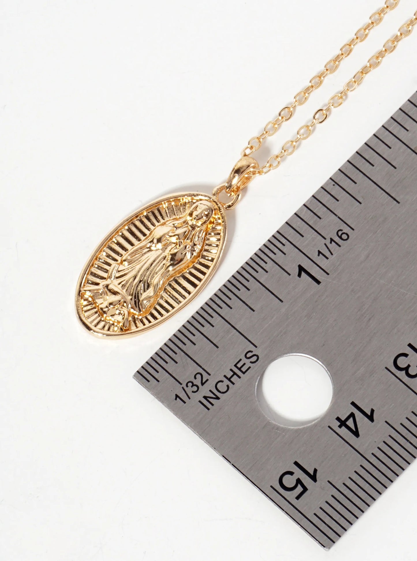 Religious-Theme Oval-Shape Miraculous Mary Medal Pendant Necklace