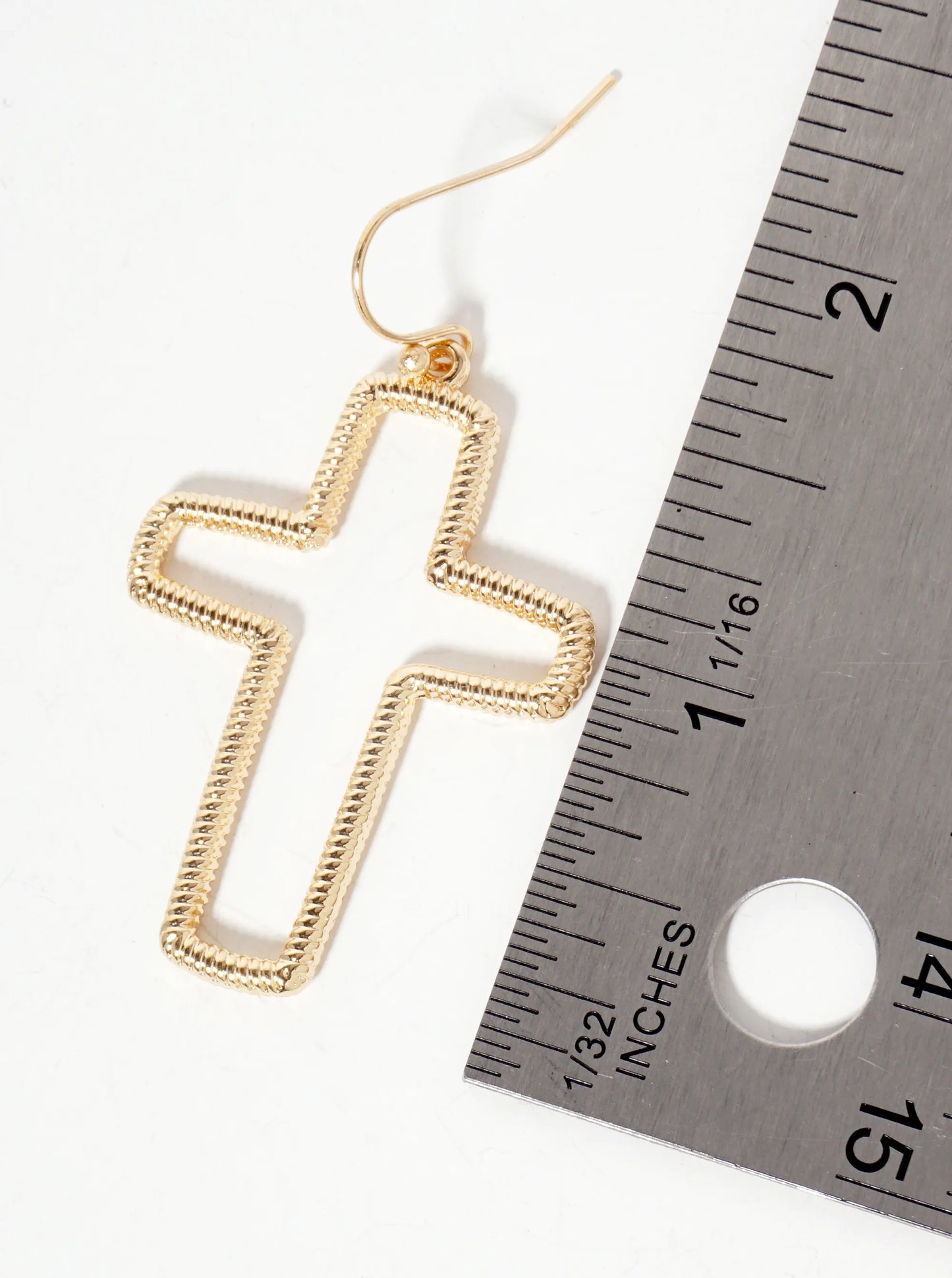 Religious-Theme Textured Metal Cutout Cross Dangle Drop Earrings