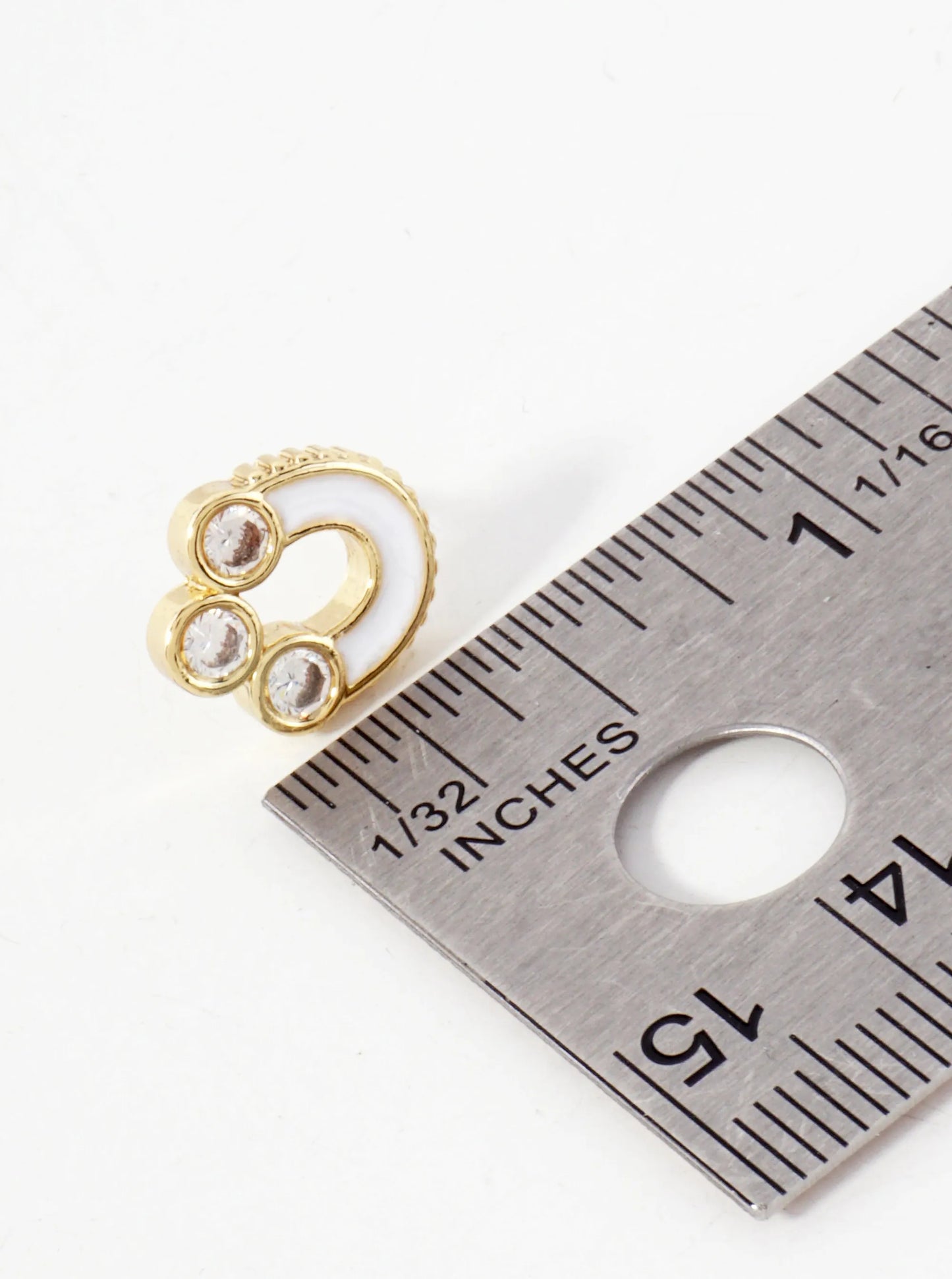 Reverse U-Shaped 14K-Gold-Dipped Stud Earrings With 3 CZ Stones