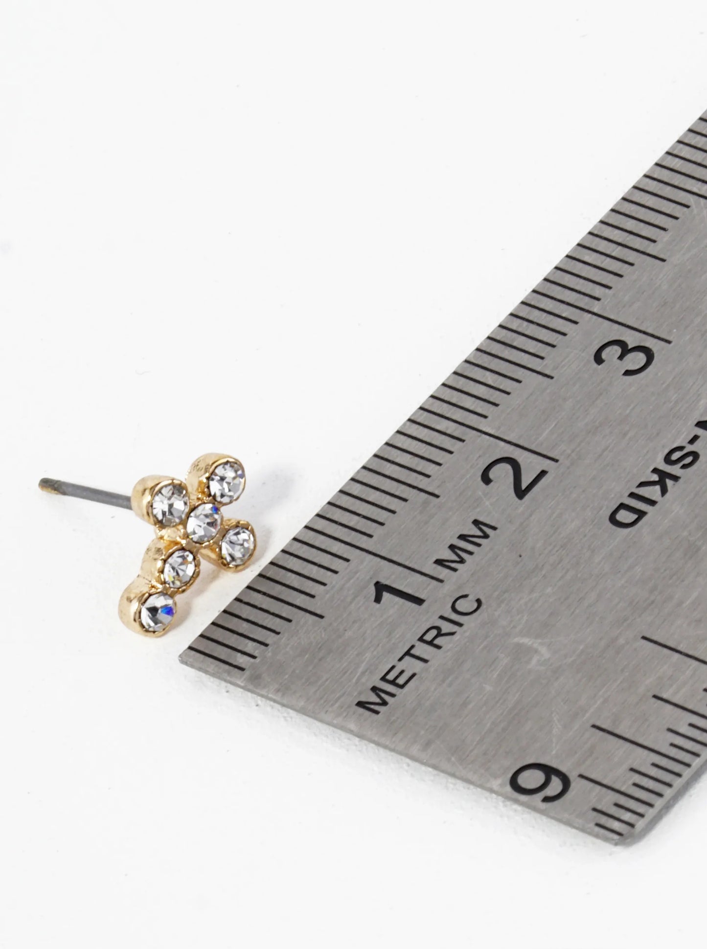 Rhinestone 11mm Cross Stud Earrings