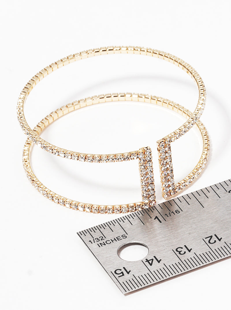 Rhinestone Double Row Adjustable Cuff Bracelet