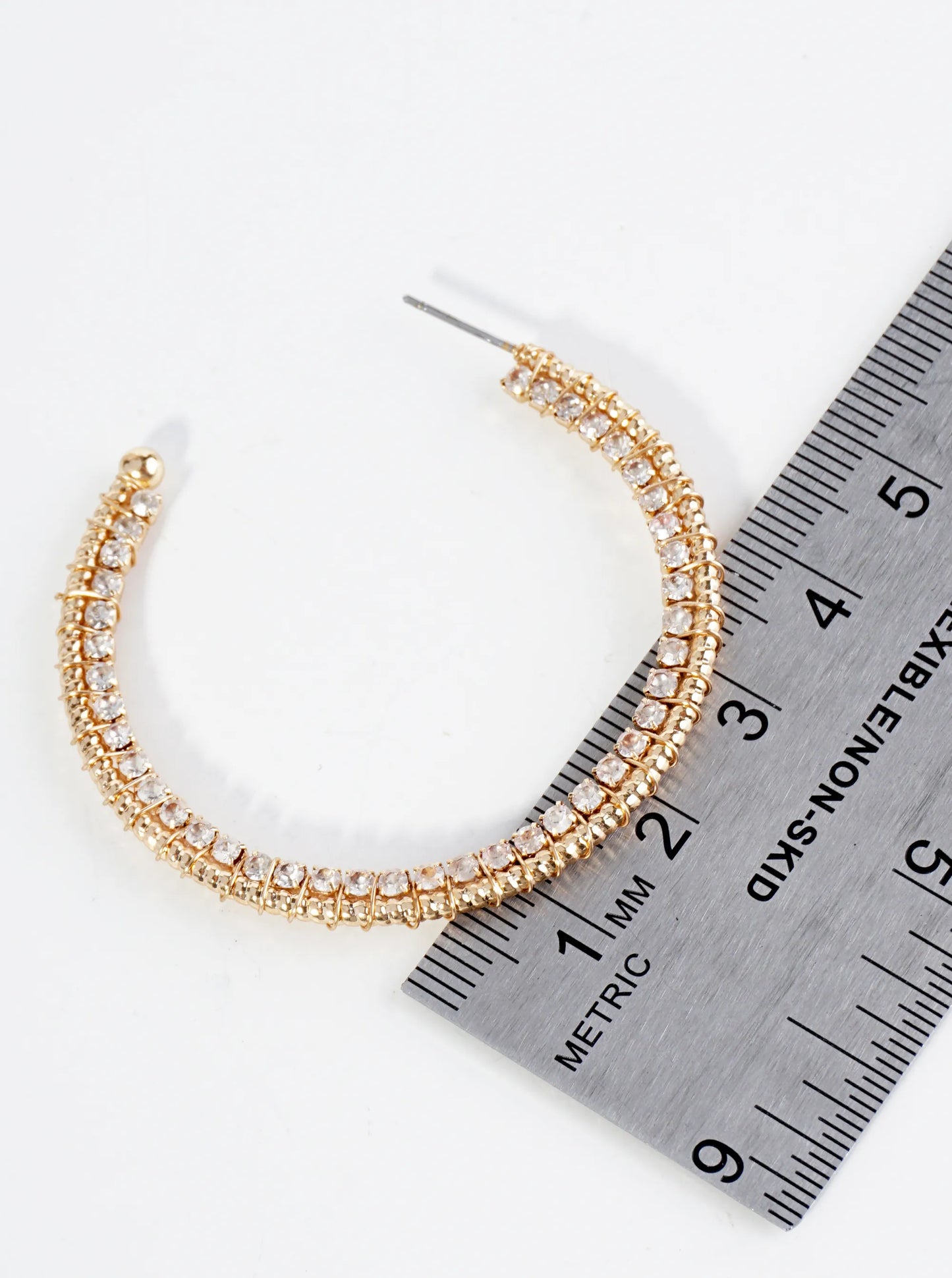 Rhinestone Wired 45mm Open Hoop Earrings