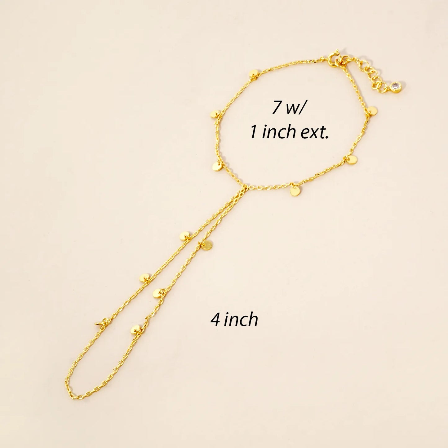 Round Charms 18K-Gold-Dipped Delicate Brass Hand-Chain Bracelet