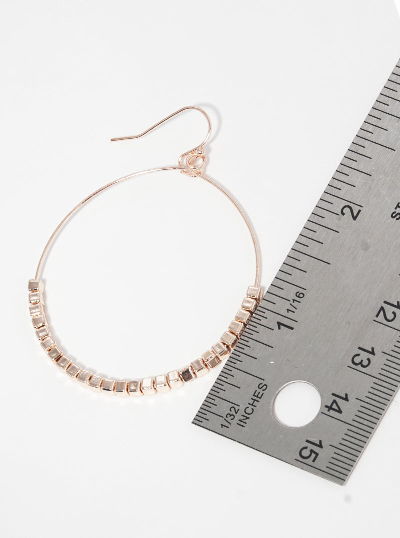Round Steel Wire With Cube Seed Bead Lightweight Dangle Drop Earrings