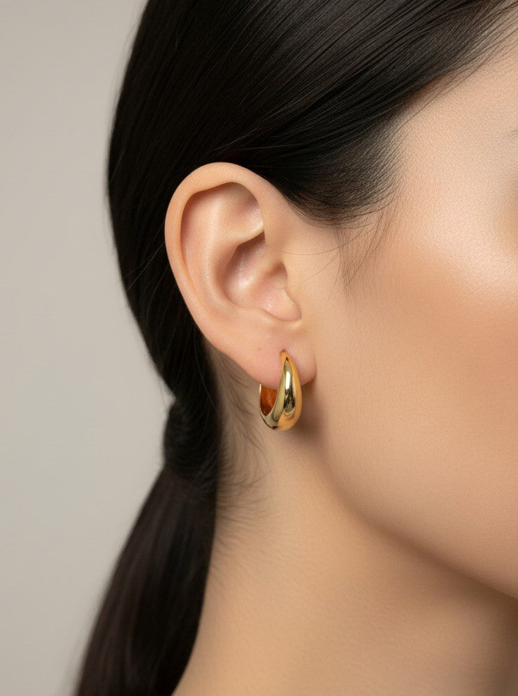 14K Gold-Dipped Chunky Teardrop Huggie Earrings
