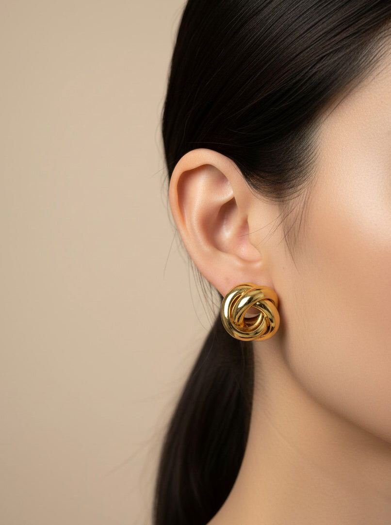 14K Gold-Dipped Chunky Knot Studs
