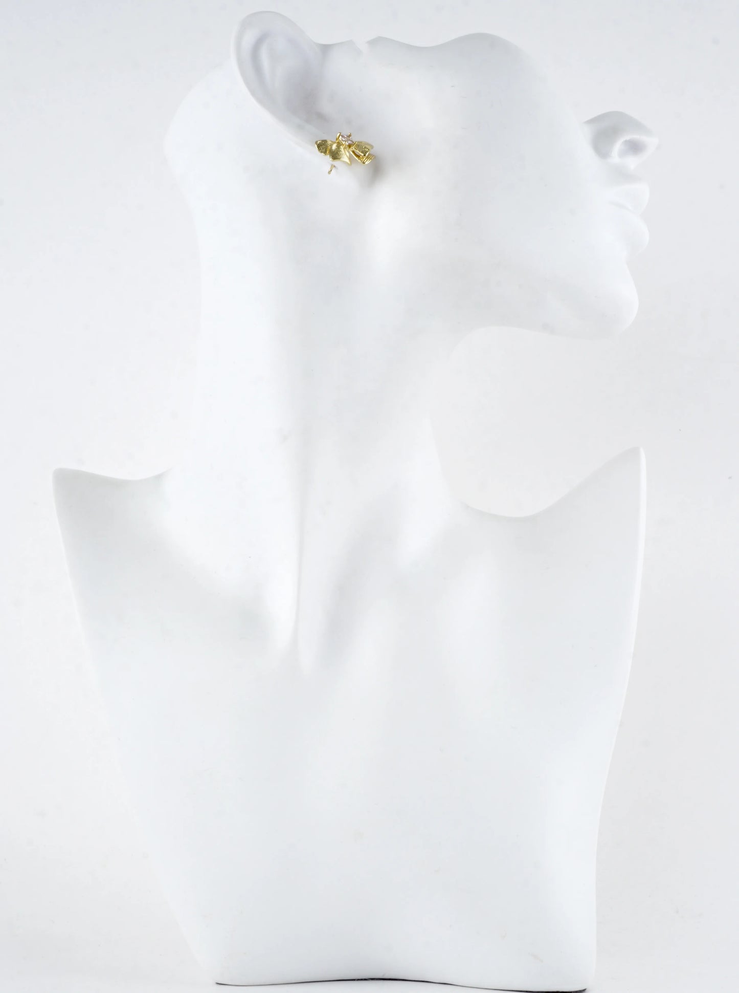Textured Brass Ribbon Bow Stud Earrings