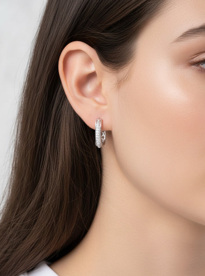14K Gold-Dipped Openwork Rectangle Hoops