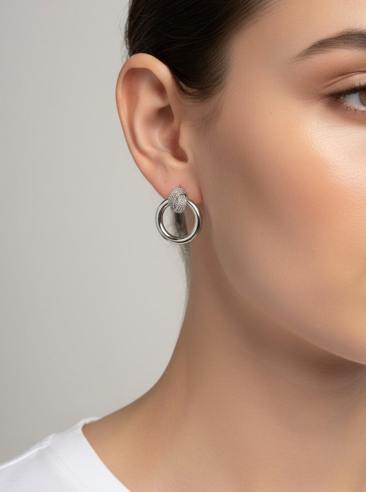 14K Gold-Dipped Textured Knot Drop Earrings