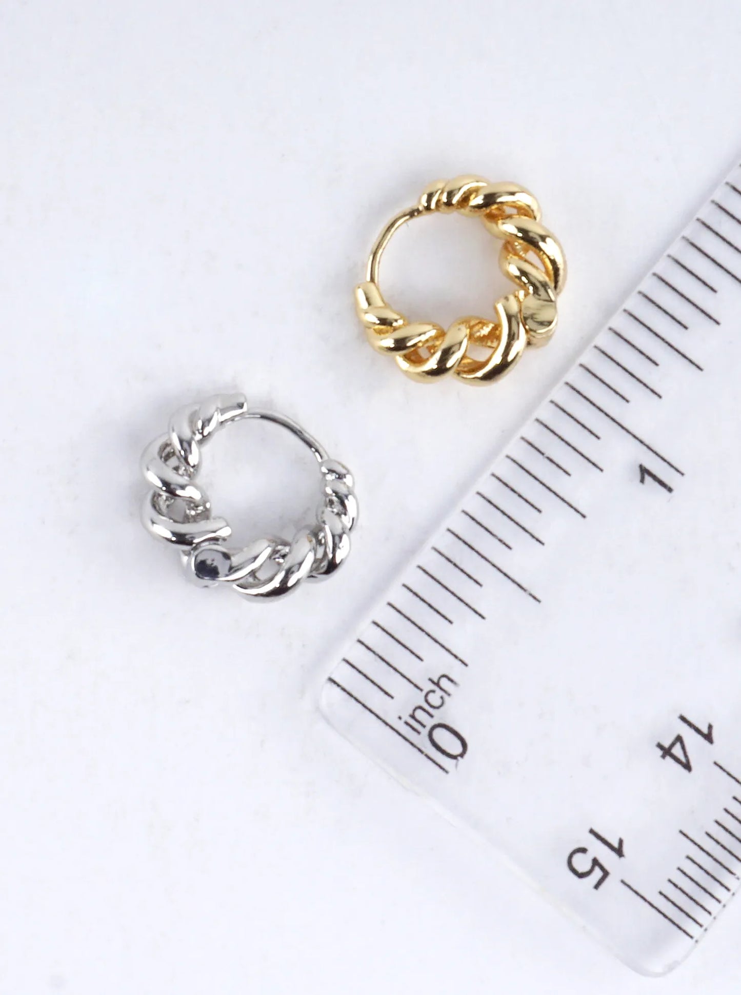 Tiny Graduated Twist Textured Huggie Hoop Earrings