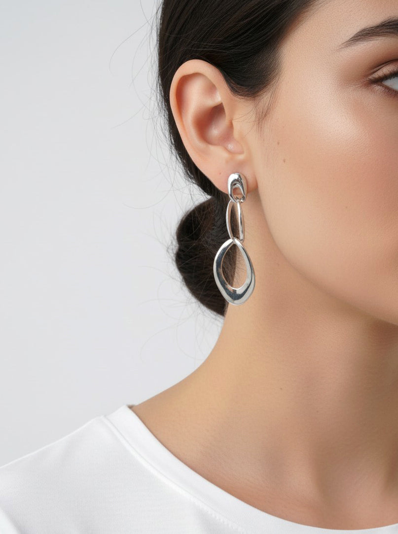 14K Gold-Dipped Organic Link Dangle Earrings