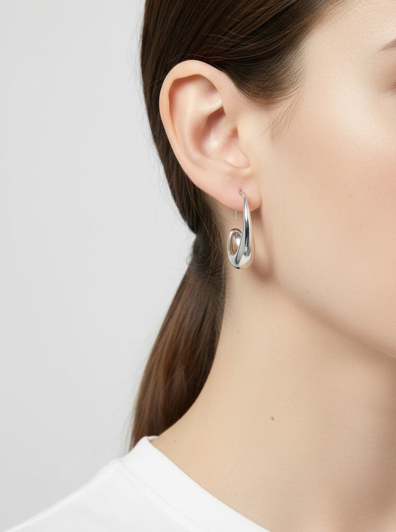Gold Plated Tapered Hoop Earring