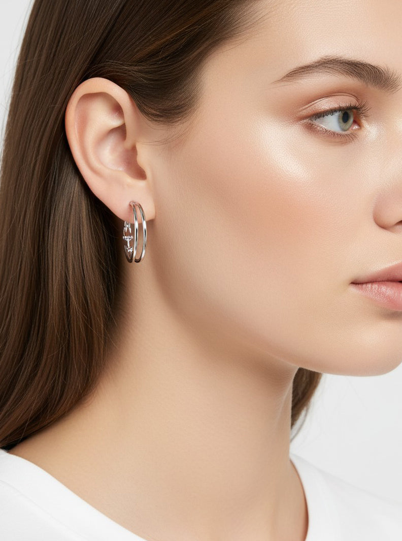 Gold Plated Double Hoop Earring