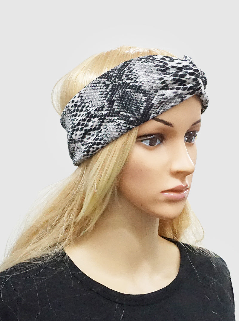 SNAKE SKIN ANIMAL PRINT TWISTED ELASTIC TURBAN HEAD WRAP HEADBAND