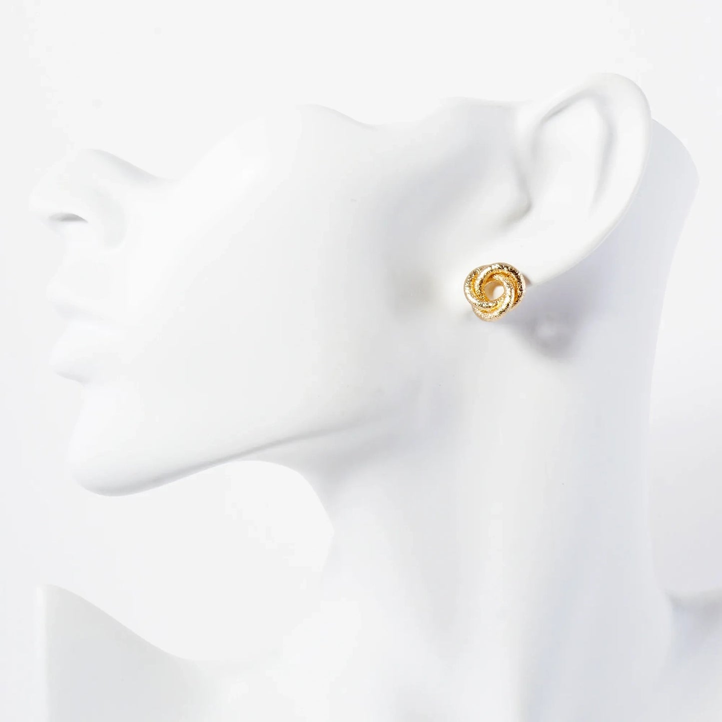 Sand-Texture 12mm Love-Knot Stud Earrings