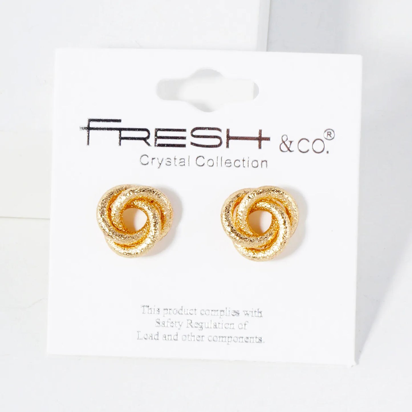 Sand-Texture 12mm Love-Knot Stud Earrings