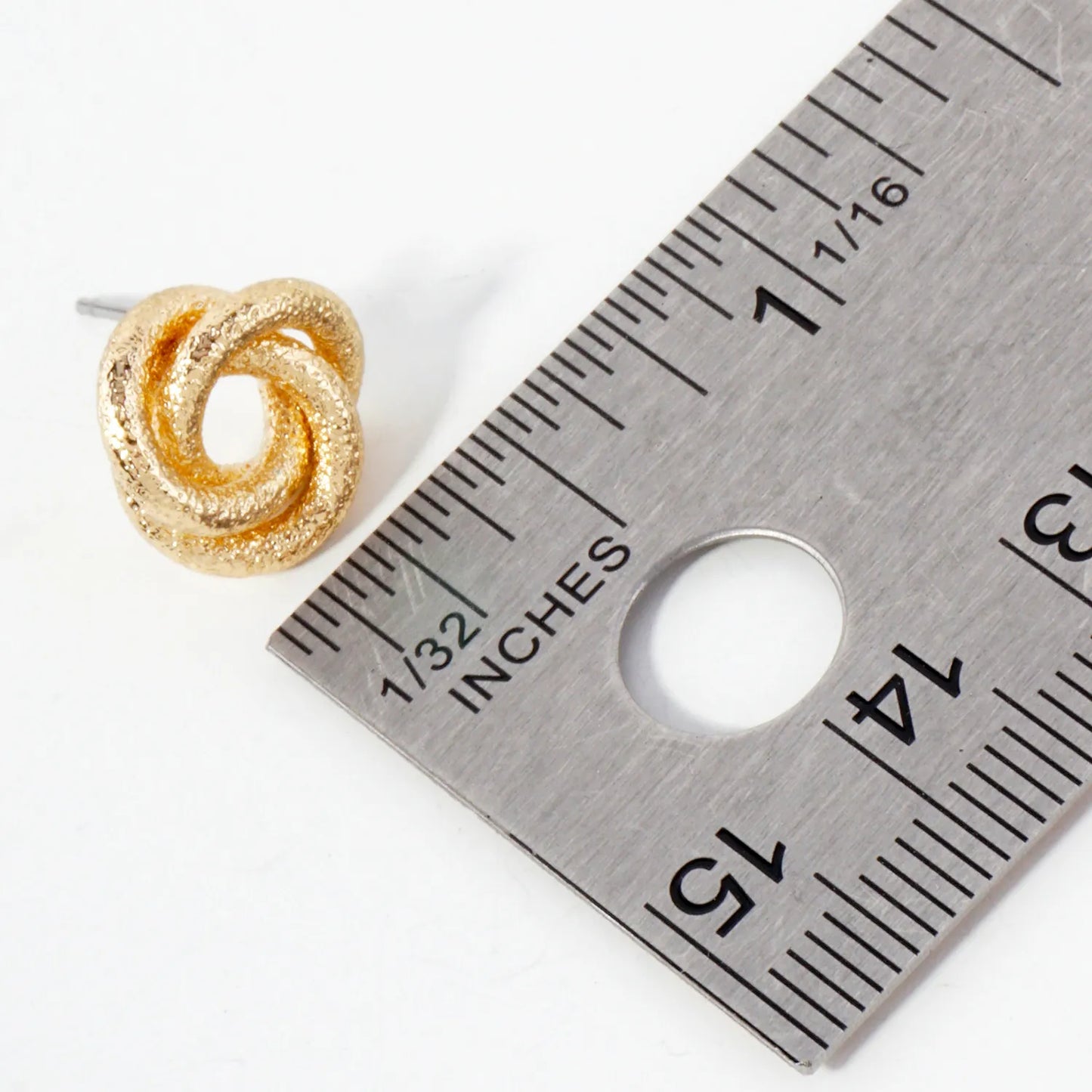 Sand-Texture 12mm Love-Knot Stud Earrings