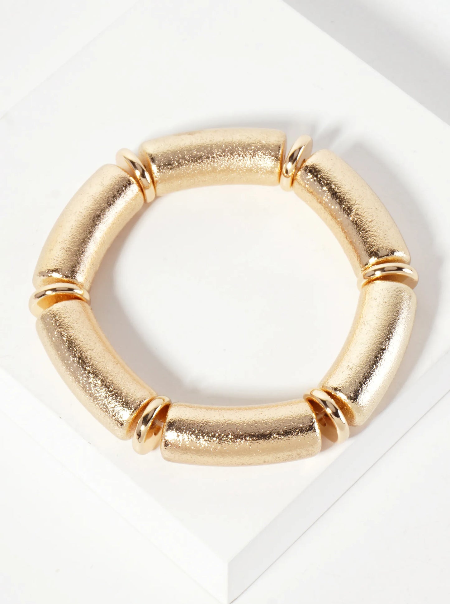 Sand-Texture Hollow Metal Stretch Bracelet
