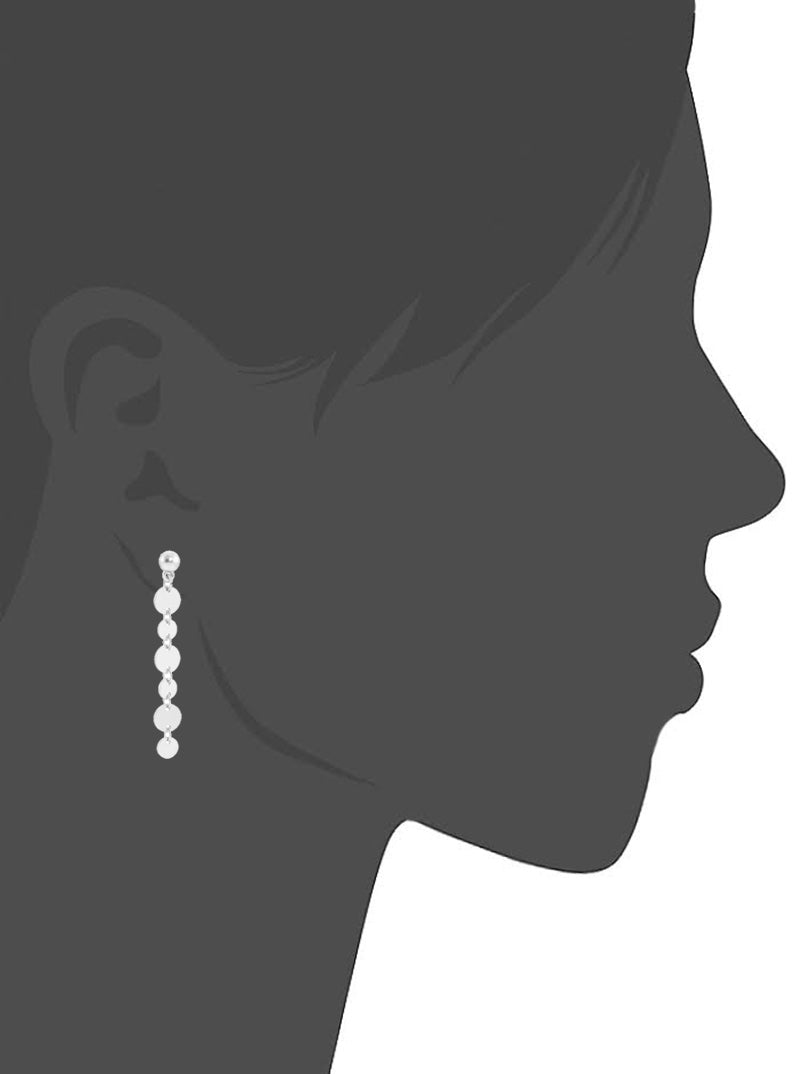 Satin Round Charm Linked Dangle Post Earrings