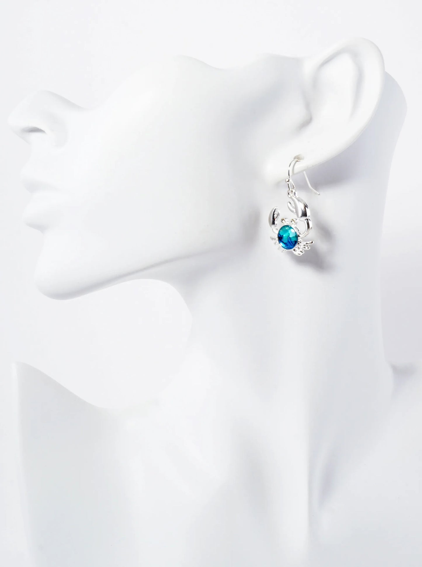 Sea-Life Chip-Stone Inlay Crab Dangle Drop Earrings